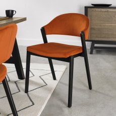 Camden Peppercorn Upholstered Chair in a Rust Velvet Fabric (Pair)