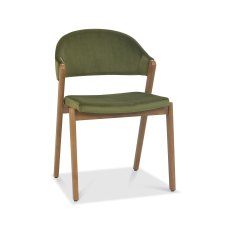 Camden Rustic Oak Upholstered Chair in a Cedar Velvet Fabric (Pair)