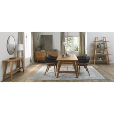 Camden Rustic Oak 4-6 Seater Table & 4 Arm Chairs in Dark Grey Fabric