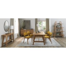 Camden Rustic Oak 4-6 Seater Table & 4 Side Chairs in Mustard Velvet