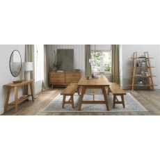 Camden Rustic Oak 6-8 Seater Table & 2 Large Benches