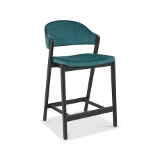 Camden Peppercorn Upholstered Bar Stool - Azure Velvet Fabric (Single)