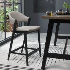 Camden Peppercorn Upholstered Bar Stool - Grey Bonded Leather (Single)