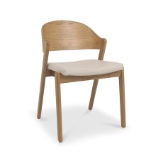 Vega Rustic Oak Ply Back Chair - Ivory Bonded Leather (Pair)