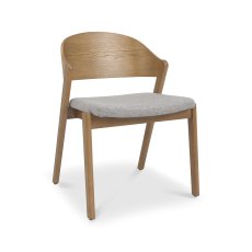 Vega Rustic Oak Ply Back Chair - Grey Fabric (Pair)