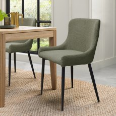Rubens - Green Boucle Fabric Chair with Black Legs (Pair)