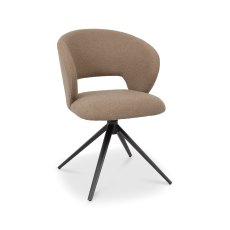 Stella - 360° Self Returning Swivel Chair in a Mocha Beige Boucle Fabric with Black Legs (Single)