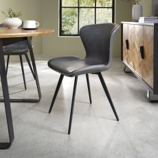 Garcia - Dark Grey Vintage Faux Leather Chair with Black Legs (Pair)