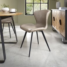 Garcia - Stone Vintage Faux Leather Chair with Black Legs (Pair)