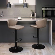 Rosso - Stone Vintage Faux Leather Gas Lift Swivel Barstool with Black Base (Single)
