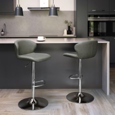 Rosso - Olive Vintage Faux Leather Gas Lift Swivel Barstool with Chrome Base (Single)