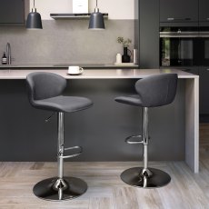 Rosso - Dark Grey Vintage Faux Leather Gaslift Swivel Barstool with Chrome Base (Single)