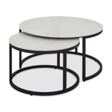 Mateo - Matt White Sintered Stone Nest of Coffee Tables