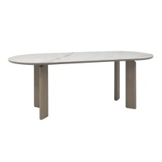 Duo Grey Oiled Oak 6 Seater Table with Monte Blanco Sintered Stone Top