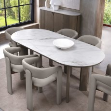 Duo Grey Oiled Oak 6 Seater Table with Monte Blanco Sintered Stone Top