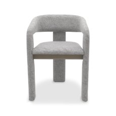 Duo Grey Oiled Oak Upholstered Chair - Grey Fabric (Single)