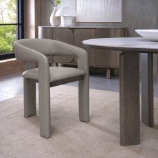 Duo Grey Oiled Oak Upholstered Chair - Grey Bonded Leather (Single)