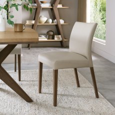 Kristen Oak & Light Weathered Oak Upholstered Chair - Ivory Bonded Leather (Pair)