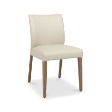 Kristen Oak & Light Weathered Oak Upholstered Chair - Ivory Bonded Leather (Pair)
