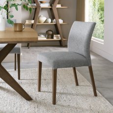 Kristen Oak & Light Weathered Oak Upholstered Chair - Grey Fabric (Pair)