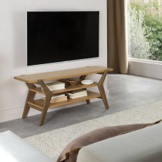 Kristen Oak & Light Weathered Oak Open Entertainment Unit