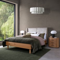 Vega Knotty Oak & Weathered Oak Upholstered Bedstead Super King 180cm - Pearl Velvet Fabric