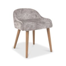 Vega Knotty Oak & Weathered Oak Stool - Pearl Velvet Fabric
