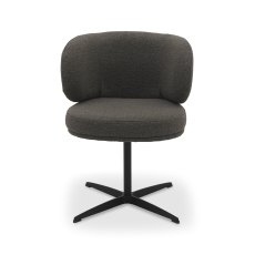 Marcel - 360° Swivel Chair in a Brown Boucle Fabric with Black Legs (Pair)