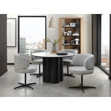 Marcel - 360° Swivel Chair in a Grey Boucle Fabric with Black Legs (Pair)