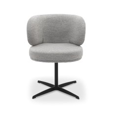 Marcel - 360° Swivel Chair in a Grey Boucle Fabric with Black Legs (Pair)
