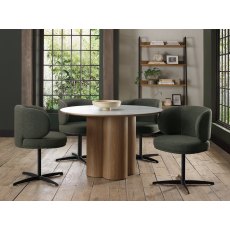 Marcel - 360° Swivel Chair in a Green Boucle Fabric with Black Legs (Pair)