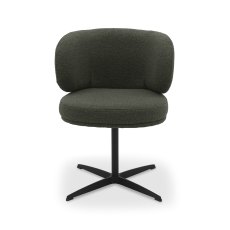 Marcel - 360° Swivel Chair in a Green Boucle Fabric with Black Legs (Pair)