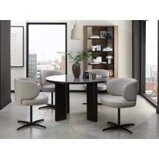 Marcel - 360° Swivel Chair in a Light Grey Faux Leather with Black Legs (Pair)