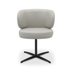 Marcel - 360° Swivel Chair in a Light Grey Faux Leather with Black Legs (Pair)