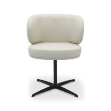 Marcel - 360° Swivel Chair in a Ivory Faux Leather with Black Legs (Pair)