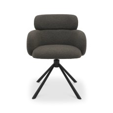 Hudson - 360° Self Returning Swivel Chair in a Brown Boucle Fabric with Black Legs (Single)