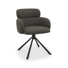 Hudson - 360° Self Returning Swivel Chair in a Brown Boucle Fabric with Black Legs (Single)
