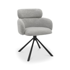 Hudson - 360° Self Returning Swivel Chair in a Grey Boucle Fabric with Black Legs (Single)