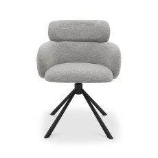 Hudson - 360° Self Returning Swivel Chair in a Grey Boucle Fabric with Black Legs (Single)