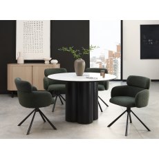 Hudson - 360° Self Returning Swivel Chair in a Green Boucle Fabric with Black Legs (Single)