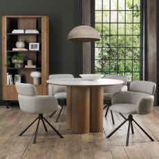 Hudson - 360° Self Returning Swivel Chair in a Light Grey Faux Leather with Black Legs (Single)