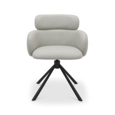 Hudson - 360° Self Returning Swivel Chair in a Light Grey Faux Leather with Black Legs (Single)