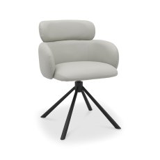 Hudson - 360° Self Returning Swivel Chair in a Light Grey Faux Leather with Black Legs (Single)