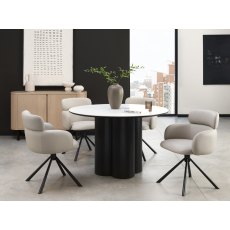 Hudson - 360° Self Returning Swivel Chair in a Ivory Faux Leather with Black Legs (Single)