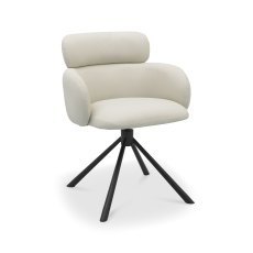 Hudson - 360° Self Returning Swivel Chair in a Ivory Faux Leather with Black Legs (Single)