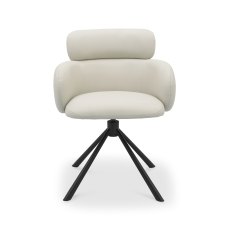 Hudson - 360° Self Returning Swivel Chair in a Ivory Faux Leather with Black Legs (Single)