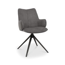 Rowan - 360° Self Returning Swivel Chair in a Grey Fabric with Black Legs (Single)