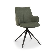 Rowan - 360° Self Returning Swivel Chair in a Green Fabric with Black Legs (Single)