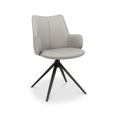 Rowan - 360° Self Returning Swivel Chair in a Light Grey Faux Leather with Black Legs (Single)