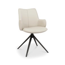 Rowan - 360° Self Returning Swivel Chair in a Ivory Faux Leather with Black Legs (Single)